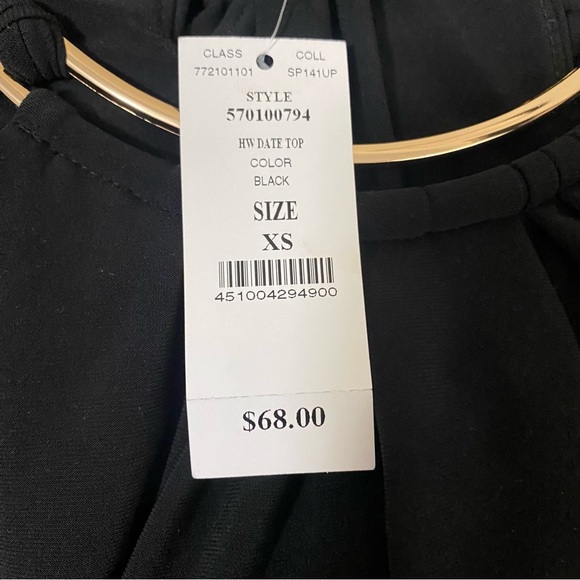 White House Black Market Halter Date Top Black Strappy Gold Accents XS Sexy - Picture 15 of 16